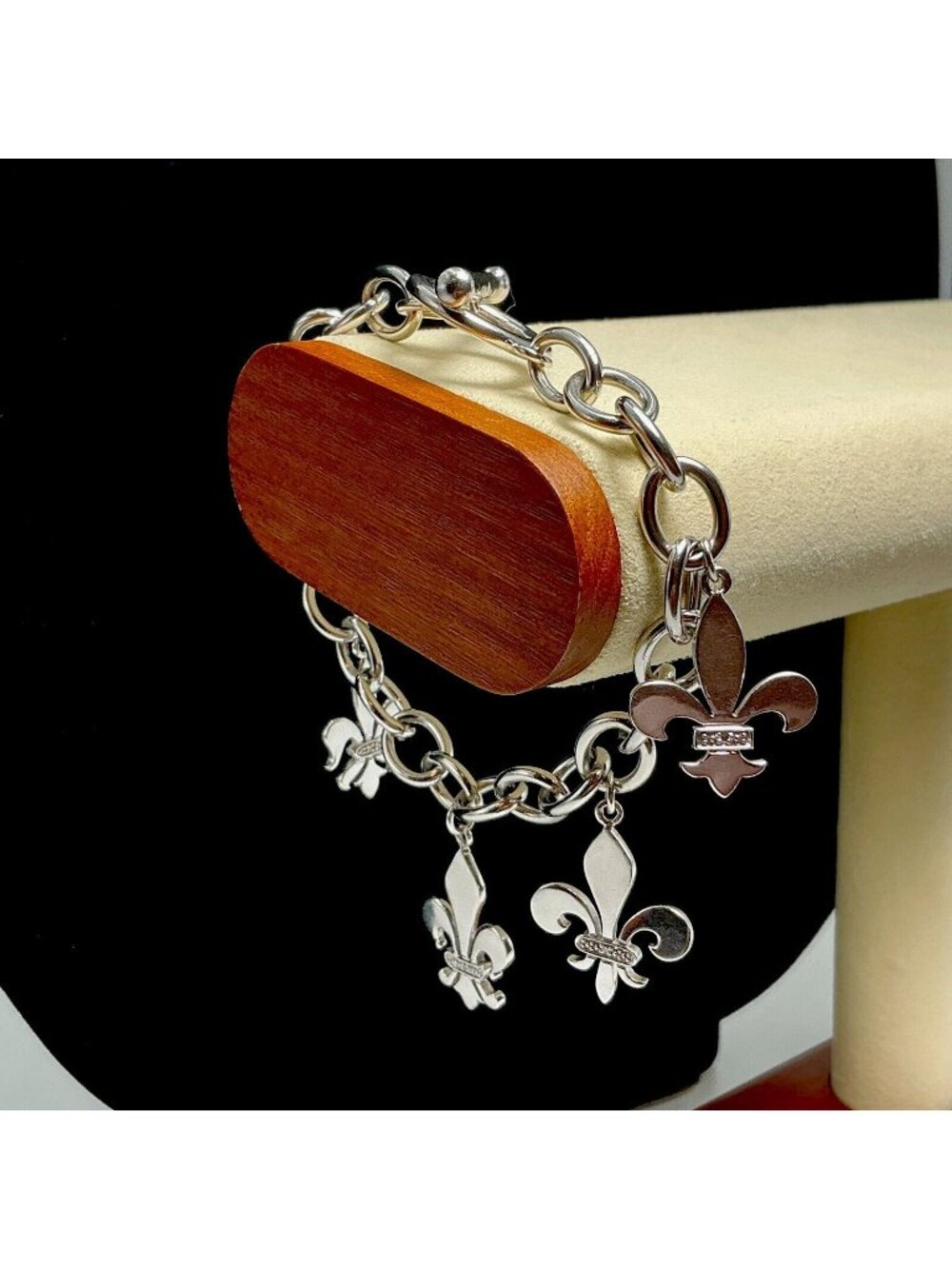 Sterling Silver Fleur De Lis Bracelet 9mm 29.4 Gms 7”